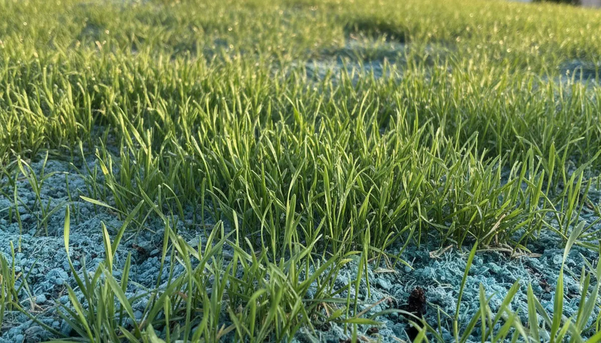 Hydroseeded grass seedlings emerging during early lawn growth in San Jose, CA landscaping project